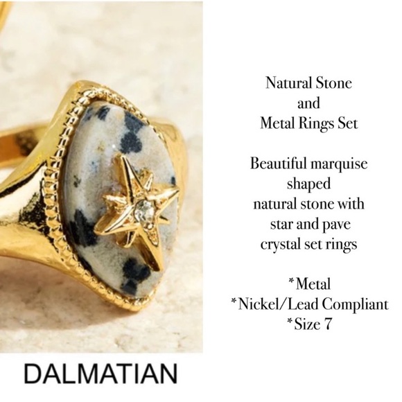 🩶 Natural Stone Ring Set - size 7 - Picture 3 of 4